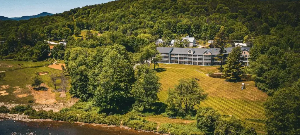 On the River Inn aerial view on the Ottaquechee River