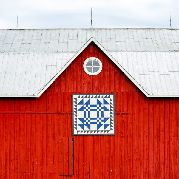 Red Barn with art quilt