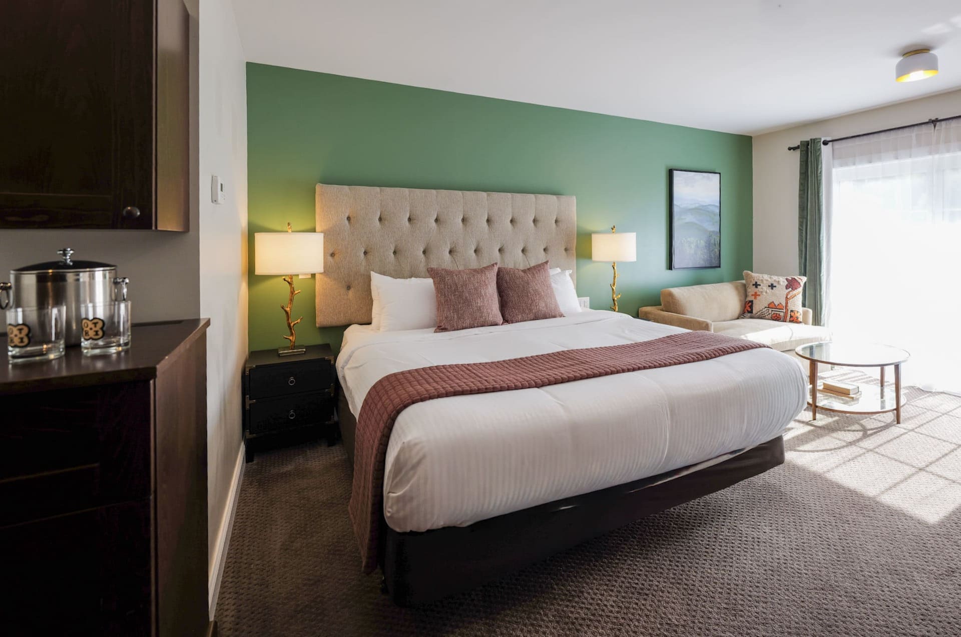 Riverview King Room With Bed and cabinet