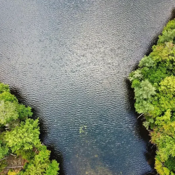 Overhead View of River at On The River Inn