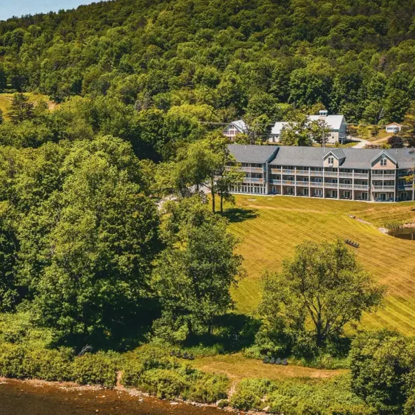 On the River Inn aerial view on the Ottaquechee River